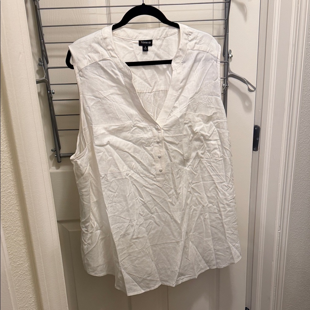 Torrid White Sleeveless Blouse